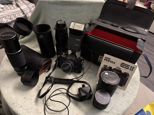 Pentax mit blitz und 4 - blitz,